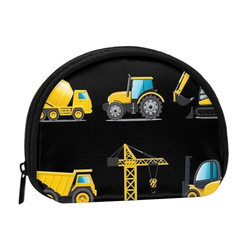 Mini-Münzen-Aufbewahrungstasche mit Cartoon-Motiv für schwere Maschinen – Volldruck-Design, Polyesterfaser-Material, kompakte Größe, bequem und vielseitig, Schwarz , Einheitsgröße von ESASAM