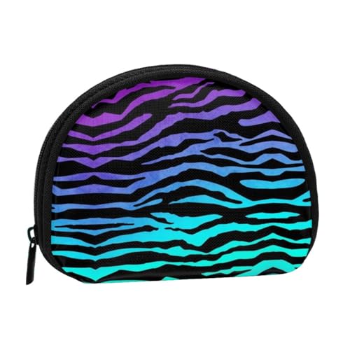 Mini-Münzen-Aufbewahrungstasche mit Zebrastreifen, Violett, Blau, Grün, Camouflage-Design, Polyesterfaser-Material, kompakte Größe, praktisch und vielseitig, Schwarz , Einheitsgröße von ESASAM