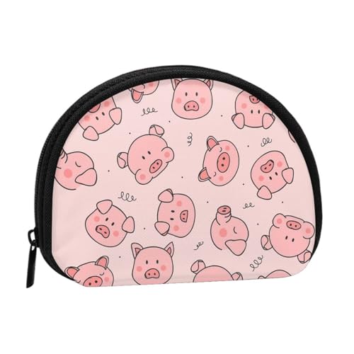 Mini-Münzen-Aufbewahrungstasche mit niedlichem Schweine-Aufdruck – Volldruck-Design, Polyesterfaser-Material, kompakte Größe, praktisch und vielseitig, Schwarz , Einheitsgröße von ESASAM