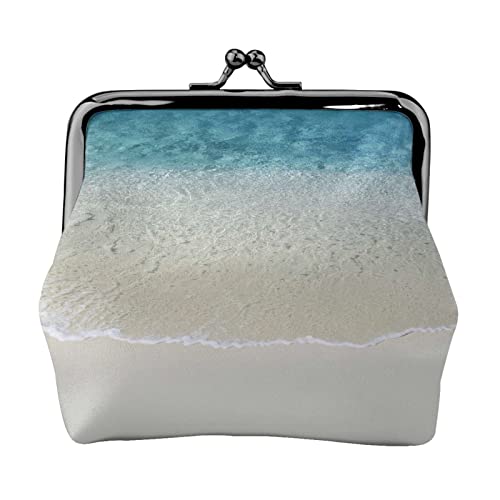 Mini-Portemonnaie mit Klaviertasten-bedrucktem Mikrofaser-Leder, Kiss Lock Mini-Geldbörse, kompakt, tragbar und einfach zu tragen., Beach Clear Sea Sand, Einheitsgröße, Münzbeutel von ESASAM