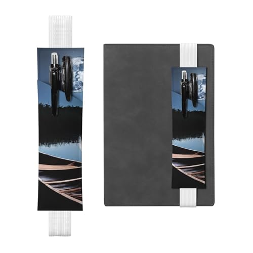 Moonlit Kanu Allagash River Leder Federmäppchen Lesezeichen, einfach und elegant, modisch und praktisch von ESASAM