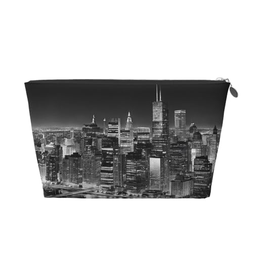 New York Leder-Reise-Kulturbeutel, ein modischer und praktischer Make-up-Organizer, silber, Einheitsgröße New York Leder-Reise-Kulturbeutel, ein modischer und praktischer Make-up-Organizer, silber, Einheitsgröße von ESASAM