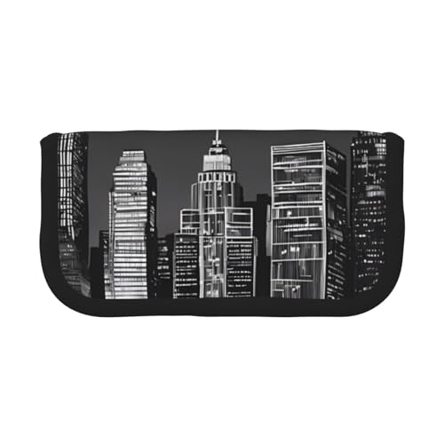 New York Paintings Federmäppchen aus Segeltuch, großes Fassungsvermögen, robust und langlebig, einfach zu verstauen und ordentlich zu verstauen, Schwarz , Einheitsgröße, Schulrucksack von ESASAM