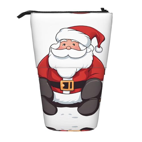 Niedliches Weihnachtsmann-Federmäppchen mit einziehbarem Design, vielseitig und langlebig, Schwarz , Einheitsgröße, Schulranzen von ESASAM