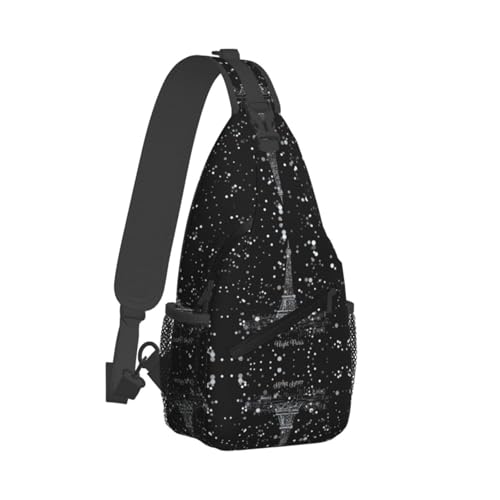 Night Paris Eiffelturm-Brusttasche, leichte Gurte, robust und langlebig, geeignet für die meisten Menschen, Schwarz , Einheitsgröße von ESASAM