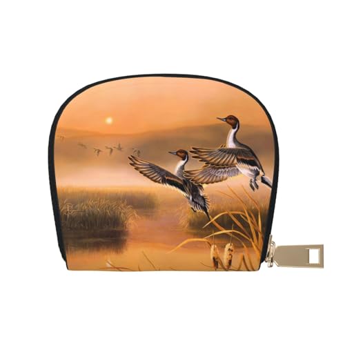 Ölgemälde Entenleder halbrunde Kartentasche, kompakt und praktisch, einfach zu verstauen, weiß, Einheitsgröße von ESASAM