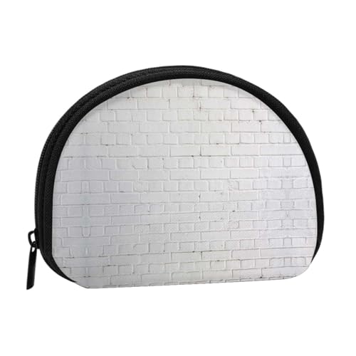 Old White Brick Wall Print Mini Coin Storage Bag - Full-Print-Design, Polyesterfaser-Material, kompakte Größe, praktisch und vielseitig, Schwarz , Einheitsgröße von ESASAM