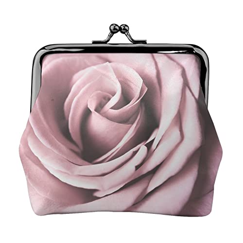 Pink Rose Close Up Printed Microfiber Leather Kiss Lock Mini Wallet, Compact, Wearable and Easy to Carry., Pink Rose Close Up, Einheitsgröße, Münzbeutel von ESASAM