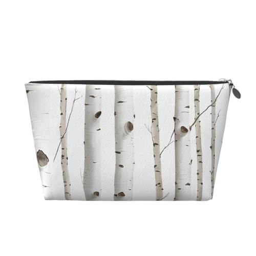 Reise-Kulturbeutel aus Birkenbaum-Leder, ein modischer und praktischer Make-up-Organizer, silber, Einheitsgröße von ESASAM