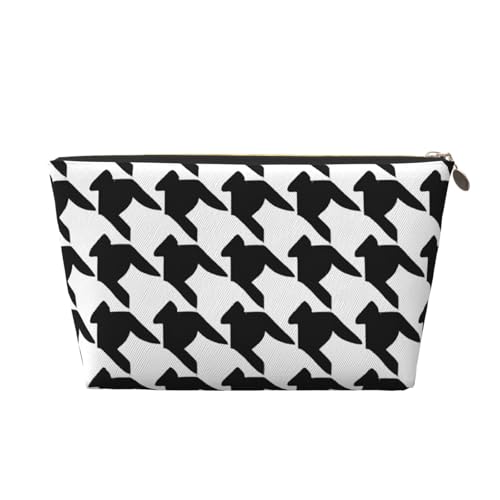 Reise-Kulturbeutel aus Leder, Hahnentrittmuster, ein modischer und praktischer Make-up-Organizer, gold, Einheitsgröße von ESASAM