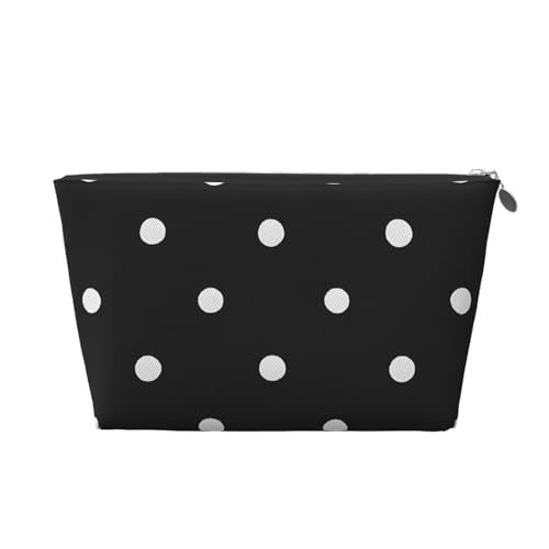 Reise-Kulturbeutel aus Leder, Schwarz und Weiß, gepunktet, ein modischer und praktischer Make-up-Organizer, silber, Einheitsgröße Reise-Kulturbeutel aus Leder, Schwarz und Weiß, gepunktet, ein modischer und praktischer Make-up-Organizer, silber, Einheitsgröße von ESASAM