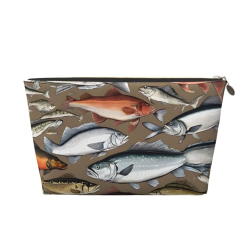 Reise-Kulturbeutel aus Leder für Angelköder, ein modischer und praktischer Make-up-Organizer, gold, Einheitsgröße von ESASAM