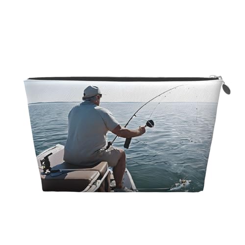 Reise-Kulturbeutel aus Leder für Angelruten, ein modischer und praktischer Make-up-Organizer, silber, Einheitsgröße von ESASAM