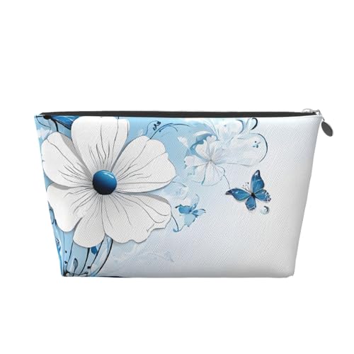 Reise-Kulturbeutel aus Leder mit Blumen und Schmetterlingen, ein modischer und praktischer Make-up-Organizer, silber, Einheitsgröße Reise-Kulturbeutel aus Leder mit Blumen und Schmetterlingen, ein modischer und praktischer Make-up-Organizer, silber, Einheitsgröße von ESASAM