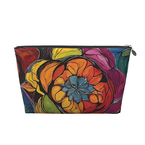 Reise-Kulturbeutel aus Leder mit Blumenmuster, modischer und praktischer Make-up-Organizer, silber, Einheitsgröße von ESASAM