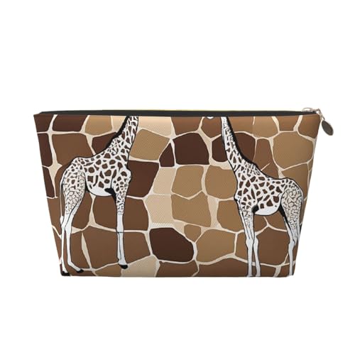 Reise-Kulturbeutel aus Leder mit Giraffenmuster, ein modischer und praktischer Make-up-Organizer, gold, Einheitsgröße von ESASAM