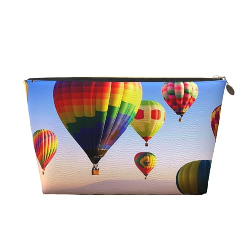 Reise-Kulturbeutel aus Leder mit Heißluftballons, ein modischer und praktischer Make-up-Organizer, gold, Einheitsgröße von ESASAM