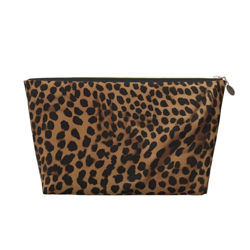 Reise-Kulturbeutel aus Leder mit Leopardenmuster, ein modischer und praktischer Make-up-Organizer, gold, Einheitsgröße von ESASAM