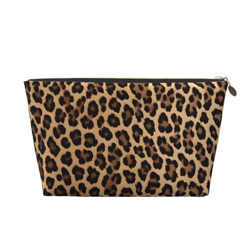Reise-Kulturbeutel aus Leder mit Leopardenmuster, ein modischer und praktischer Make-up-Organizer, gold, Einheitsgröße von ESASAM