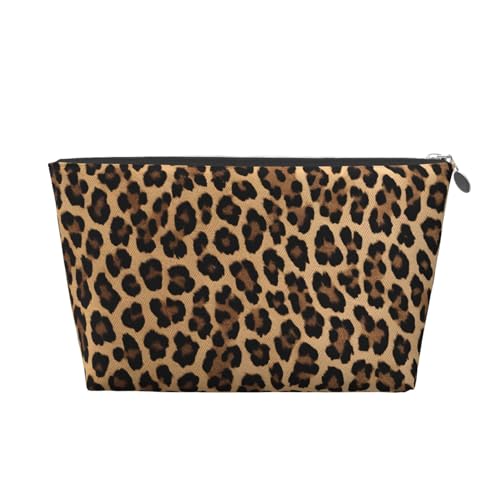 Reise-Kulturbeutel aus Leder mit Leopardenmuster, ein modischer und praktischer Make-up-Organizer, silber, Einheitsgröße von ESASAM