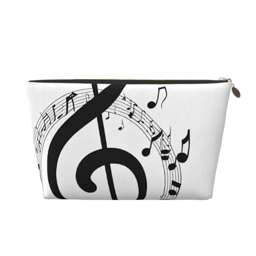 Reise-Kulturbeutel aus Leder mit Musikdruck, ein modischer und praktischer Make-up-Organizer, gold, Einheitsgröße von ESASAM