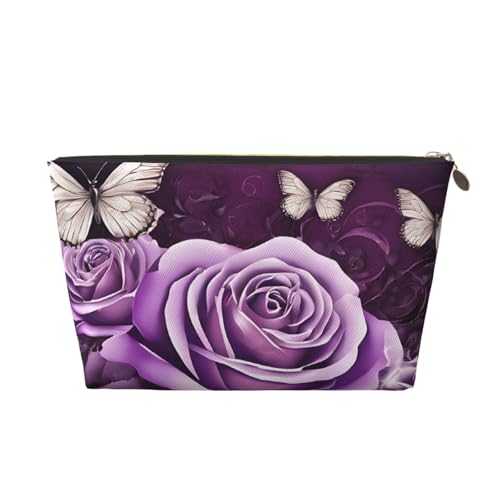 Reise-Kulturbeutel aus Leder mit Schmetterlingen, ein modischer und praktischer Make-up-Organizer, gold, Einheitsgröße von ESASAM