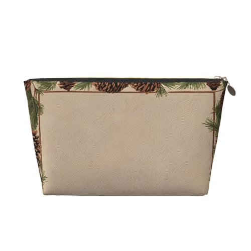 Reise-Kulturbeutel aus Leder mit Tannenzapfen, ein modischer und praktischer Make-up-Organizer, gold, Einheitsgröße von ESASAM