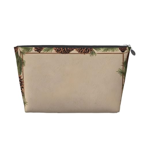 Reise-Kulturbeutel aus Leder mit Tannenzapfen, ein modischer und praktischer Make-up-Organizer, silber, Einheitsgröße von ESASAM