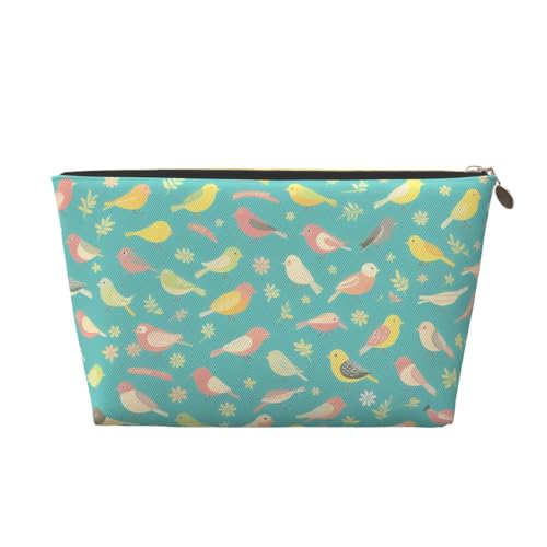 Reise-Kulturbeutel aus Leder mit Vogelmuster, ein modischer und praktischer Make-up-Organizer, gold, Einheitsgröße von ESASAM