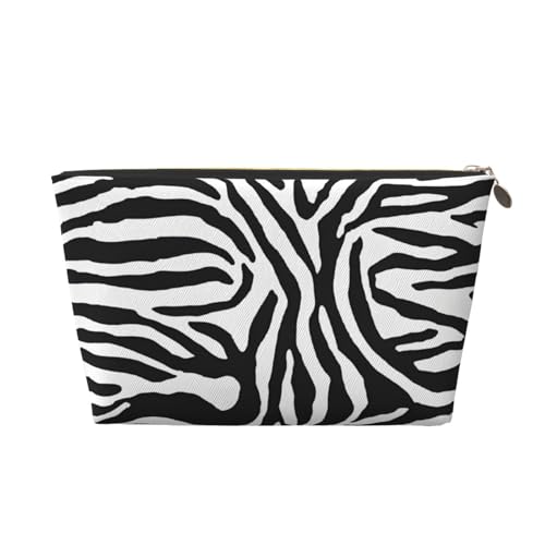 Reise-Kulturbeutel aus Leder mit Zebramuster, ein modischer und praktischer Make-up-Organizer, gold, Einheitsgröße von ESASAM