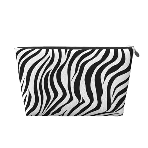 Reise-Kulturbeutel aus Leder mit Zebramuster, ein modischer und praktischer Make-up-Organizer, silber, Einheitsgröße von ESASAM