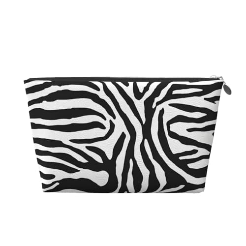 Reise-Kulturbeutel aus Leder mit Zebramuster, ein modischer und praktischer Make-up-Organizer, silber, Einheitsgröße von ESASAM