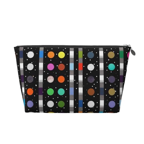 Reise-Kulturbeutel aus Leder mit glitzernden Regenbogen-Punkten, Schwarz und Weiß, ein modischer und praktischer Make-up-Organizer, silber, Einheitsgröße Reise-Kulturbeutel aus Leder mit glitzernden Regenbogen-Punkten, Schwarz und Weiß, ein modischer und praktischer Make-up-Organizer, silber, Einheitsgröße von ESASAM