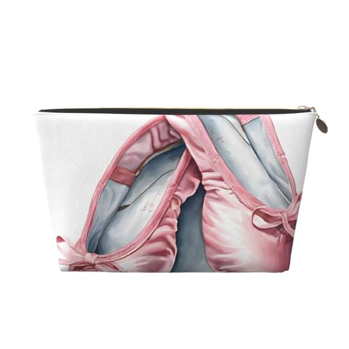 Reisetasche aus Leder, Motiv: Balletttänzerin, ein modischer und praktischer Make-up-Organizer, gold, Einheitsgröße von ESASAM