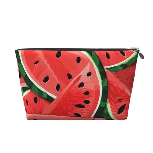 Rote Wassermelonen-Leder-Reise-Kulturbeutel, ein modischer und praktischer Make-up-Organizer, silber, Einheitsgröße Rote Wassermelonen-Leder-Reise-Kulturbeutel, ein modischer und praktischer Make-up-Organizer, silber, Einheitsgröße von ESASAM