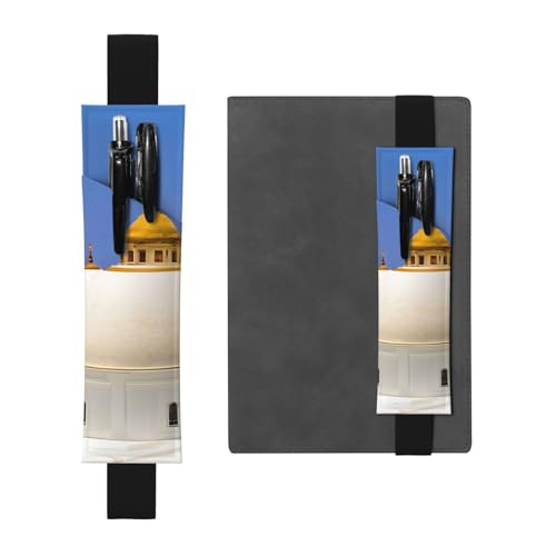 Santorini Federmäppchen aus Leder mit griechischer Insel und Meerblick, einfach und elegant, modisch und praktisch von ESASAM