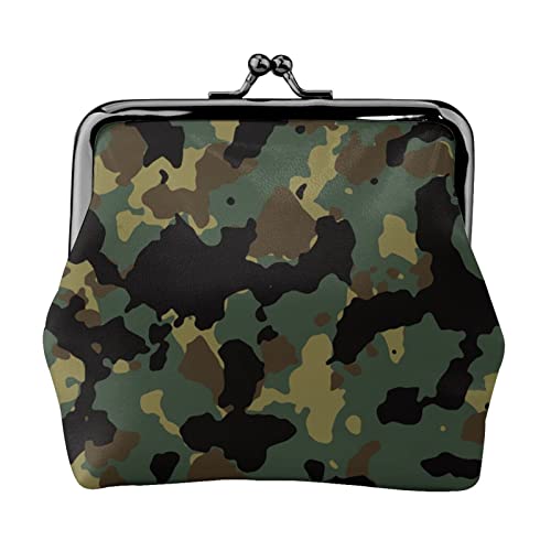 Schöne italienische bedruckte Mikrofaser-Leder Kiss Lock Mini-Geldbörse, kompakt, tragbar und einfach zu tragen., Camouflage-Muster, Einheitsgröße, Münzbeutel von ESASAM