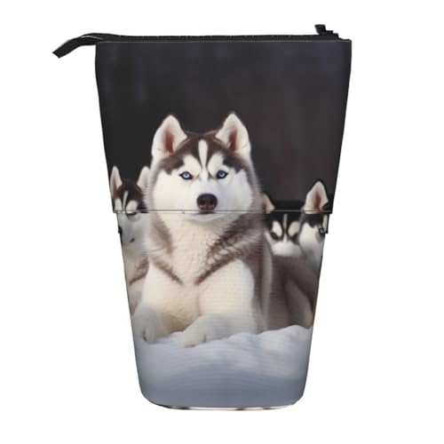 Schönes Husky vertikales einziehbares Federmäppchen, einfach zu bedienen, verstellbare Größe nach Bedarf, Schwarz , Einheitsgröße, Schulranzen von ESASAM