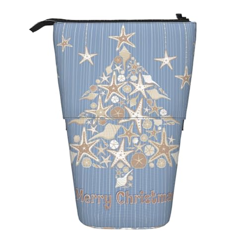 Seashell Weihnachten Vertikales einziehbares Federmäppchen, einfach zu bedienen, verstellbare Größe nach Bedarf, Schwarz , Einheitsgröße, Schulranzen von ESASAM