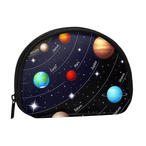 Solar Galaxy Print Mini-Münzen-Aufbewahrungstasche – Volldruck-Design, Polyesterfaser-Material, kompakte Größe, bequem und vielseitig, Schwarz , Einheitsgröße von ESASAM