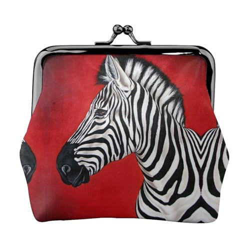 Sports Baseball Game Printed Microfiber Leather Kiss Lock Mini Wallet, Compact, Wearable and Easy to Carry., Zebra Red, Einheitsgröße, Münzbeutel von ESASAM