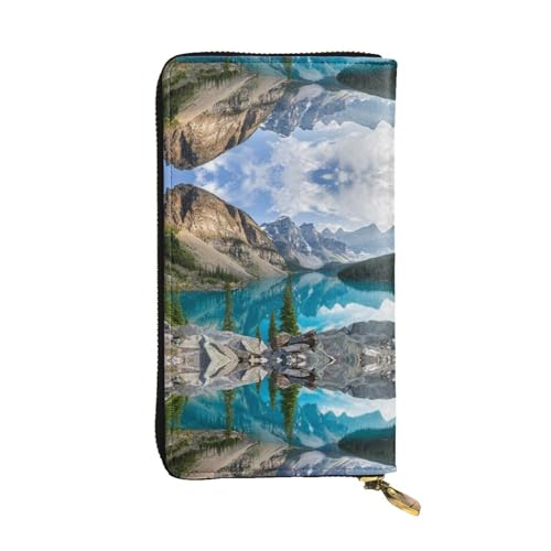 Stilvolle und personalisierte Leder-Clutch-Clutch-Galaxy-Delfin-Geldbörse, einfach zu tragen., Rocky Mountains, Einheitsgröße von ESASAM