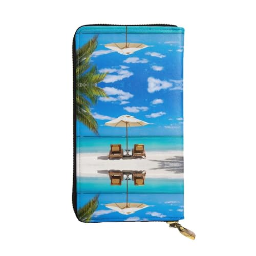 Stilvolle und personalisierte Leder-Clutch-Clutch-Galaxy-Delfin-Geldbörse, einfach zu tragen., White Beach Tropical Sea, Einheitsgröße von ESASAM