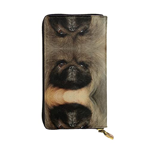 Stilvolle und personalisierte Leder-Clutch-Geldbörse mit französischer Bulldogge, einfach zu tragen., Niedlicher Pekinese, Einheitsgröße von ESASAM