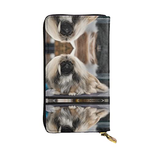 Stilvolle und personalisierte Leder-Clutch-Geldbörse mit französischer Bulldogge, einfach zu tragen., Pekingese Hund, Einheitsgröße von ESASAM