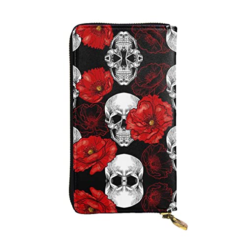 Stilvolle und personalisierte Leder-Geldbörse, lange Clutch, mexikanischer Totenkopf, einfach zu tragen., Halloween Totenkopf, Einheitsgröße von ESASAM