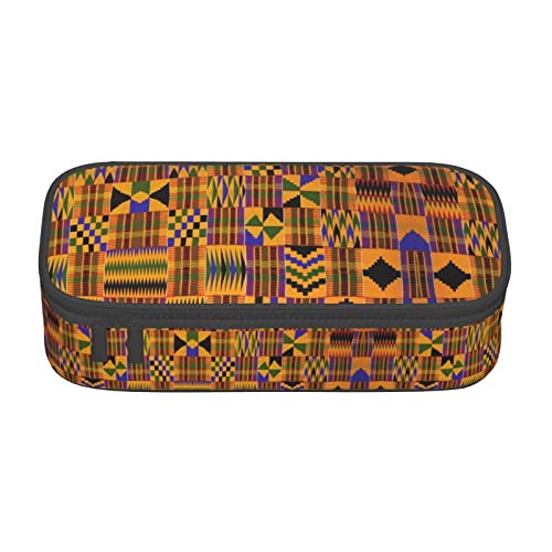Stilvolles Federmäppchen mit afrikanischem Tribal-Motiv, Ethno-Textur, Oxford-Gewebe, geräumiges und langlebiges Design für organisierte Aufbewahrung, Schwarz , Einheitsgröße, Kosmetikkoffer von ESASAM