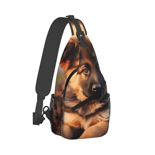 Süße Brusttasche für Welpen, Motiv: Deutscher Schäferhund, leichte Gurte, robust und langlebig, geeignet für die meisten Menschen, Schwarz , Einheitsgröße von ESASAM