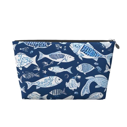 Süße blaue Fisch-Leder-Reise-Kulturbeutel, ein modischer und praktischer Make-up-Organizer, silber, Einheitsgröße Süße blaue Fisch-Leder-Reise-Kulturbeutel, ein modischer und praktischer Make-up-Organizer, silber, Einheitsgröße von ESASAM