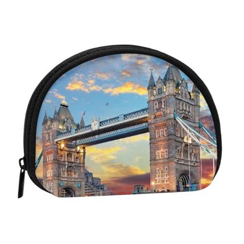 Tower Bridge in London tragbare Mini-Aufbewahrungstasche für Kleingeld, stilvolle und kompakte Münzbörse, geeignet für den täglichen Gebrauch, Schwarz , Einheitsgröße von ESASAM